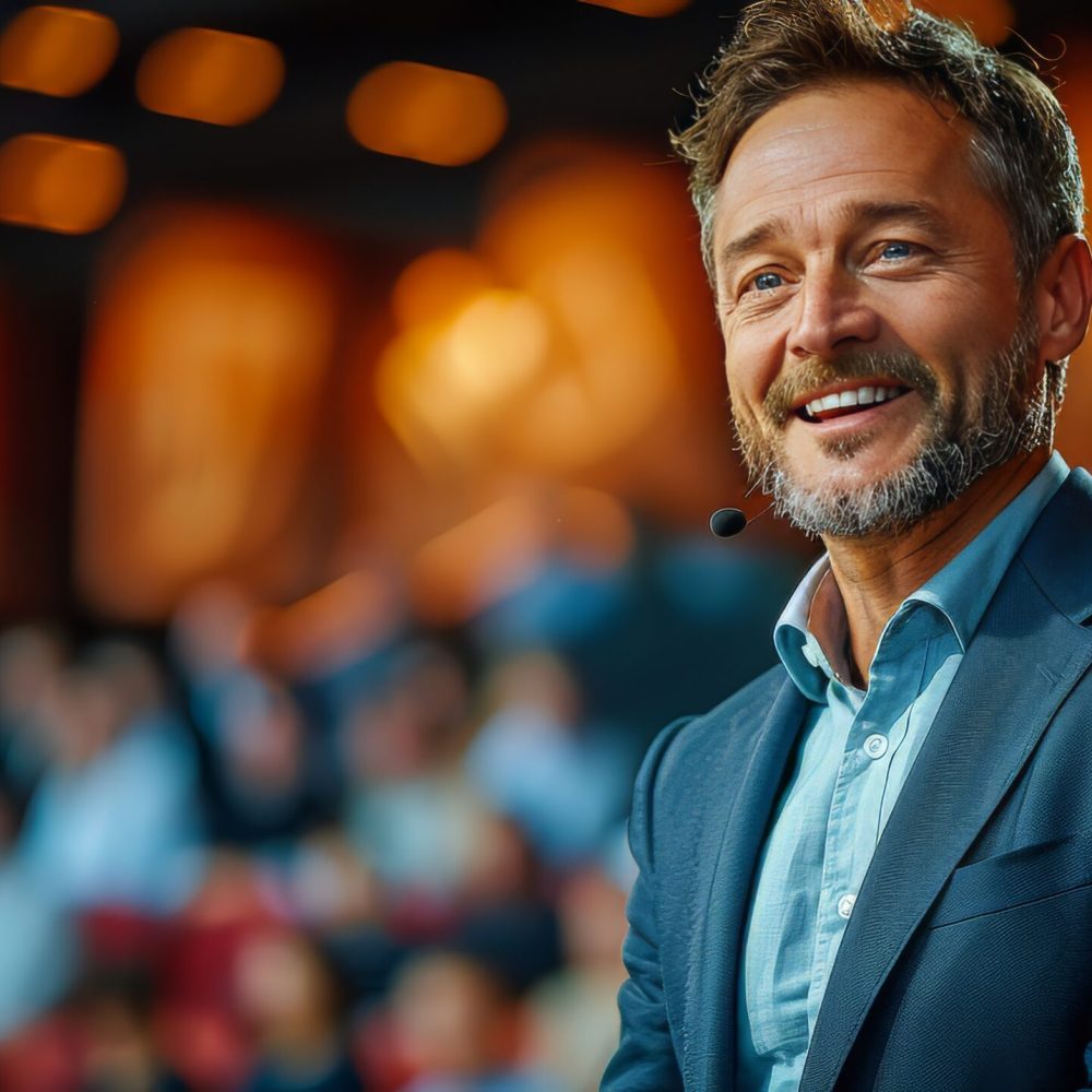 A man dressed in a suit and tie looks directly at the camera with a smile.